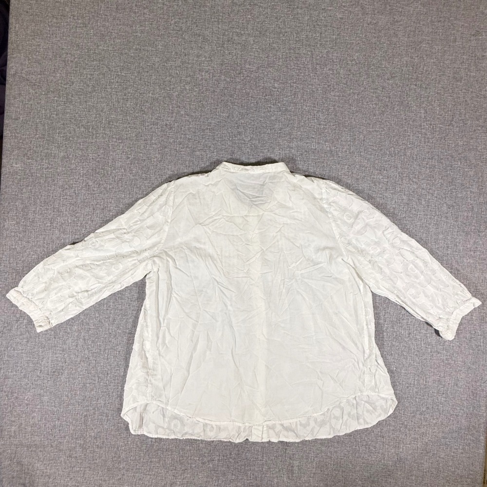 Hester & Orchard Floral Eyelet Blouse Women Large White Pintuck Boho Cottagecore - Picture 8 of 13
